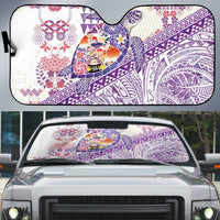 Hawaiian and Japanese Culture Together Auto Sun Shade Tropical Honu with Japanese Elements Purple Color LT03 Purple - Polynesian Pride