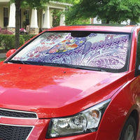 Hawaiian and Japanese Culture Together Auto Sun Shade Tropical Honu with Japanese Elements Purple Color LT03 - Polynesian Pride