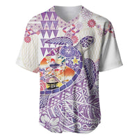 Hawaiian and Japanese Culture Together Baseball Jersey Tropical Honu with Japanese Elements Purple Color LT03 Purple - Polynesian Pride