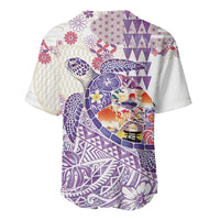 Hawaiian and Japanese Culture Together Baseball Jersey Tropical Honu with Japanese Elements Purple Color LT03 - Polynesian Pride