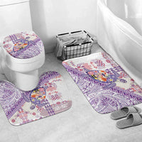 Hawaiian and Japanese Culture Together Bathroom Set Tropical Honu with Japanese Elements Purple Color LT03 Mat Set Only (3 pcs) One Size Purple - Polynesian Pride