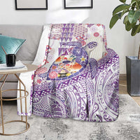 Hawaiian and Japanese Culture Together Blanket Tropical Honu with Japanese Elements Purple Color LT03 - Polynesian Pride