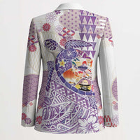Hawaiian and Japanese Culture Together Blazer Tropical Honu with Japanese Elements Purple Color LT03 - Polynesian Pride