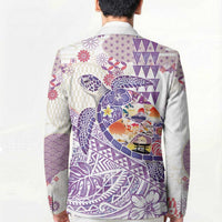 Hawaiian and Japanese Culture Together Blazer Tropical Honu with Japanese Elements Purple Color LT03 - Polynesian Pride
