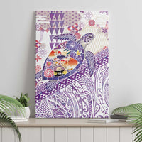 Hawaiian and Japanese Culture Together Canvas Wall Art Tropical Honu with Japanese Elements Purple Color LT03 - Polynesian Pride