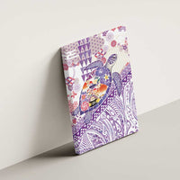 Hawaiian and Japanese Culture Together Canvas Wall Art Tropical Honu with Japanese Elements Purple Color LT03 - Polynesian Pride