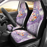 Hawaiian and Japanese Culture Together Car Seat Cover Tropical Honu with Japanese Elements Purple Color LT03 - Polynesian Pride