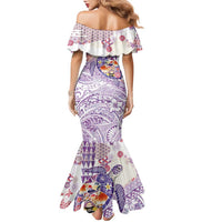 Hawaiian and Japanese Culture Together Family Matching Mermaid Dress and Hawaiian Shirt Tropical Honu with Japanese Elements Purple Color LT03 - Polynesian Pride