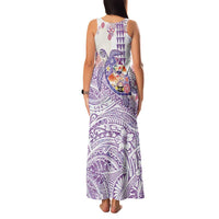Hawaiian and Japanese Culture Together Family Matching Tank Maxi Dress and Hawaiian Shirt Tropical Honu with Japanese Elements Purple Color LT03 - Polynesian Pride