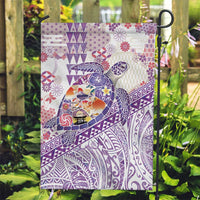 Hawaiian and Japanese Culture Together Garden Flag Tropical Honu with Japanese Elements Purple Color
