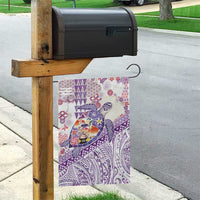 Hawaiian and Japanese Culture Together Garden Flag Tropical Honu with Japanese Elements Purple Color