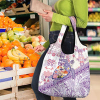 Hawaiian and Japanese Culture Together Grocery Bag Tropical Honu with Japanese Elements Purple Color LT03 - Polynesian Pride