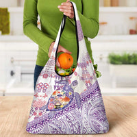 Hawaiian and Japanese Culture Together Grocery Bag Tropical Honu with Japanese Elements Purple Color LT03 - Polynesian Pride