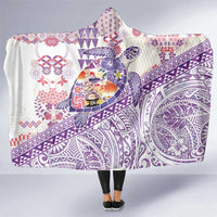 Hawaiian and Japanese Culture Together Hooded Blanket Tropical Honu with Japanese Elements Purple Color LT03 One Size Purple - Polynesian Pride