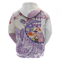 Hawaiian and Japanese Culture Together Hoodie Tropical Honu with Japanese Elements Purple Color LT03 - Polynesian Pride