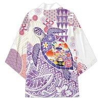 Hawaiian and Japanese Culture Together Kimono Tropical Honu with Japanese Elements Purple Color LT03 - Polynesian Pride