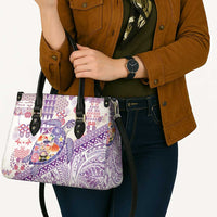 Hawaiian and Japanese Culture Together Leather Bag Tropical Honu with Japanese Elements Purple Color LT03 - Polynesian Pride