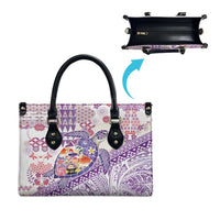 Hawaiian and Japanese Culture Together Leather Bag Tropical Honu with Japanese Elements Purple Color LT03 - Polynesian Pride