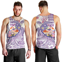 Hawaiian and Japanese Culture Together Men Tank Top Tropical Honu with Japanese Elements Purple Color LT03 - Polynesian Pride
