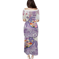 Hawaiian and Japanese Culture Together Puletasi Tropical Honu with Japanese Elements Purple Color LT03 - Polynesian Pride