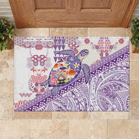 Hawaiian and Japanese Culture Together Rubber Doormat Tropical Honu with Japanese Elements Purple Color LT03 Purple - Polynesian Pride