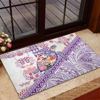 Hawaiian and Japanese Culture Together Rubber Doormat Tropical Honu with Japanese Elements Purple Color LT03 - Polynesian Pride