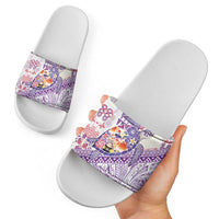 Hawaiian and Japanese Culture Together Slide Sandals Tropical Honu with Japanese Elements Purple Color LT03 - Polynesian Pride