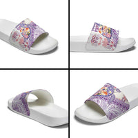 Hawaiian and Japanese Culture Together Slide Sandals Tropical Honu with Japanese Elements Purple Color LT03 - Polynesian Pride