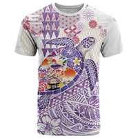 Hawaiian and Japanese Culture Together T Shirt Tropical Honu with Japanese Elements Purple Color LT03 Purple - Polynesian Pride
