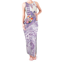 Hawaiian and Japanese Culture Together Tank Maxi Dress Tropical Honu with Japanese Elements Purple Color LT03 Women Purple - Polynesian Pride