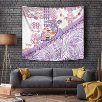 Hawaiian and Japanese Culture Together Tapestry Tropical Honu with Japanese Elements Purple Color LT03 Purple - Polynesian Pride