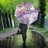 Hawaiian and Japanese Culture Together Umbrella Tropical Honu with Japanese Elements Purple Color