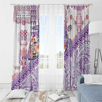 Hawaiian and Japanese Culture Together Window Curtain Tropical Honu with Japanese Elements Purple Color LT03 - Polynesian Pride