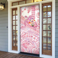 Hawaiian and Japanese Culture Together Door Cover Tropical Honu with Japanese Elements Pink Color LT03 - Polynesian Pride