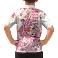 Hawaiian and Japanese Culture Together Family Matching Long Sleeve Bodycon Dress and Hawaiian Shirt Tropical Honu with Japanese Elements Pink Color LT03 - Polynesian Pride