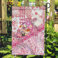 Hawaiian and Japanese Culture Together Garden Flag Tropical Honu with Japanese Elements Pink Color