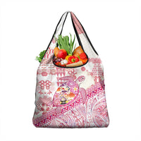 Hawaiian and Japanese Culture Together Grocery Bag Tropical Honu with Japanese Elements Pink Color LT03 1-pack One Size Pink - Polynesian Pride