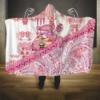 Hawaiian and Japanese Culture Together Hooded Blanket Tropical Honu with Japanese Elements Pink Color LT03 - Polynesian Pride