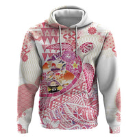 Hawaiian and Japanese Culture Together Hoodie Tropical Honu with Japanese Elements Pink Color LT03 Pullover Hoodie Pink - Polynesian Pride