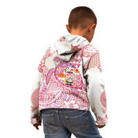 Hawaiian and Japanese Culture Together Kid Hoodie Tropical Honu with Japanese Elements Pink Color LT03 - Polynesian Pride