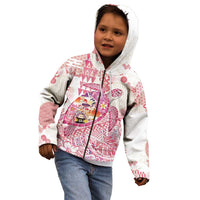 Hawaiian and Japanese Culture Together Kid Hoodie Tropical Honu with Japanese Elements Pink Color LT03 - Polynesian Pride