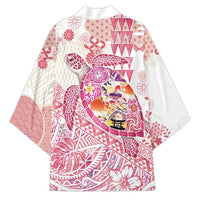 Hawaiian and Japanese Culture Together Kimono Tropical Honu with Japanese Elements Pink Color LT03 - Polynesian Pride