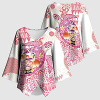Hawaiian and Japanese Culture Together Kimono Sleeve Blouse Tropical Honu with Japanese Elements Pink Color LT03 - Polynesian Pride