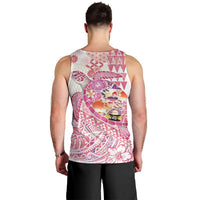 Hawaiian and Japanese Culture Together Men Tank Top Tropical Honu with Japanese Elements Pink Color LT03 - Polynesian Pride