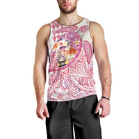 Hawaiian and Japanese Culture Together Men Tank Top Tropical Honu with Japanese Elements Pink Color LT03 - Polynesian Pride