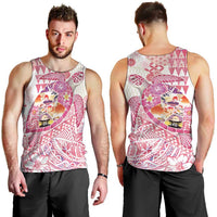 Hawaiian and Japanese Culture Together Men Tank Top Tropical Honu with Japanese Elements Pink Color LT03 - Polynesian Pride