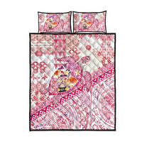 Hawaiian and Japanese Culture Together Quilt Bed Set Tropical Honu with Japanese Elements Pink Color LT03 - Polynesian Pride