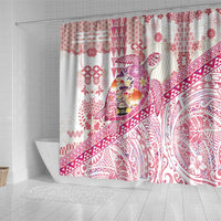 Hawaiian and Japanese Culture Together Shower Curtain Tropical Honu with Japanese Elements Pink Color LT03 - Polynesian Pride