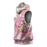 Hawaiian and Japanese Culture Together Sleeveless Hoodie Tropical Honu with Japanese Elements Pink Color LT03 - Polynesian Pride