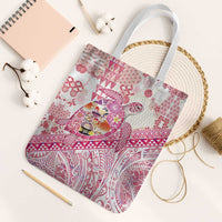 Hawaiian and Japanese Culture Together Tote Bag Tropical Honu with Japanese Elements Pink Color LT03 White Strap One Size Pink - Polynesian Pride